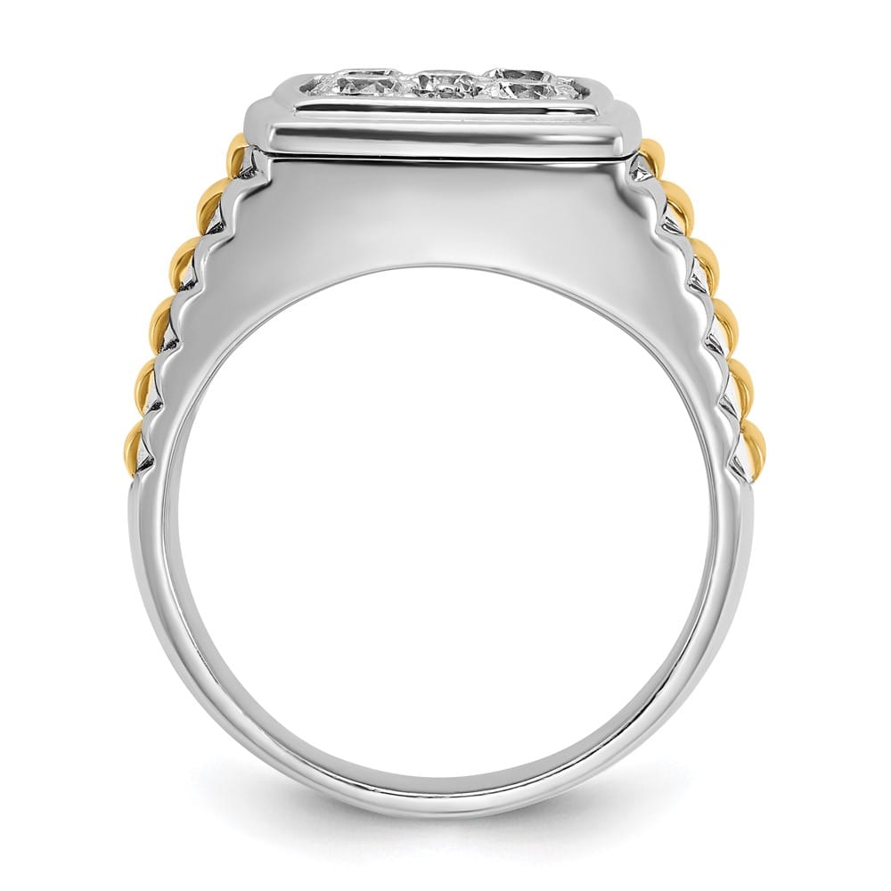 14k Two-Tone Gold 15.07 g I1 Quality Diamond Cluster Men's Ring