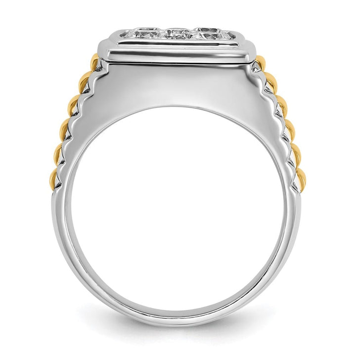14k Two-Tone Gold 15.07 g I1 Quality Diamond Cluster Men's Ring