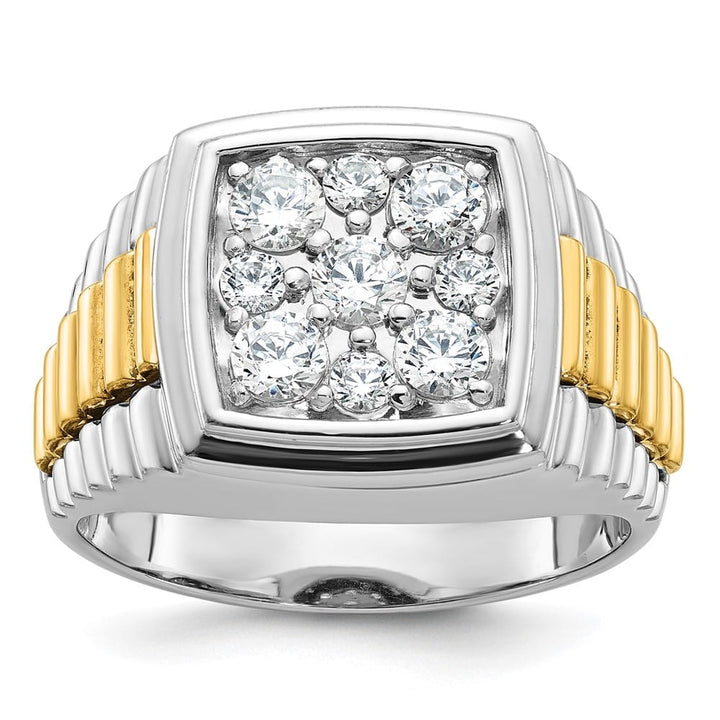 14k Two-Tone Gold 15.07 g I1 Quality Diamond Cluster Men's Ring