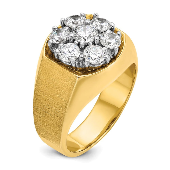 14k Two-Tone Gold 15.18 mm Round I1 Quality Diamond Cluster Men's Ring