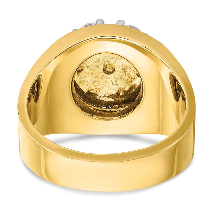14k Two-Tone Gold 15.18 mm Round I1 Quality Diamond Cluster Men's Ring