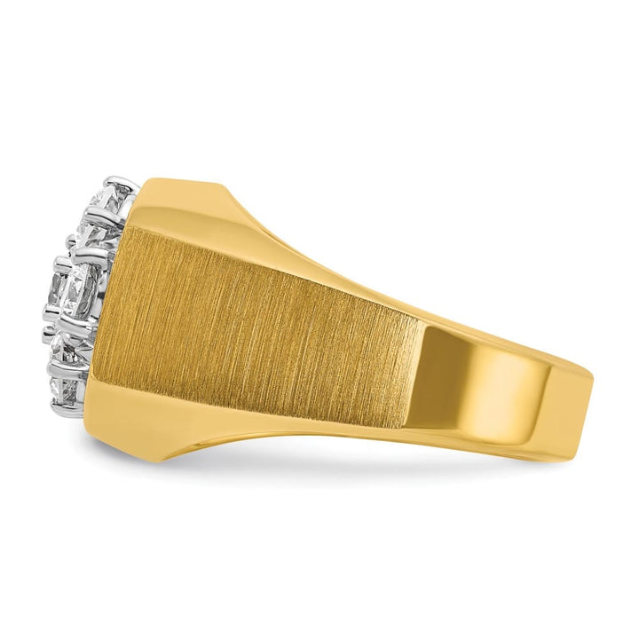14k Two-Tone Gold 15.18 mm Round I1 Quality Diamond Cluster Men's Ring