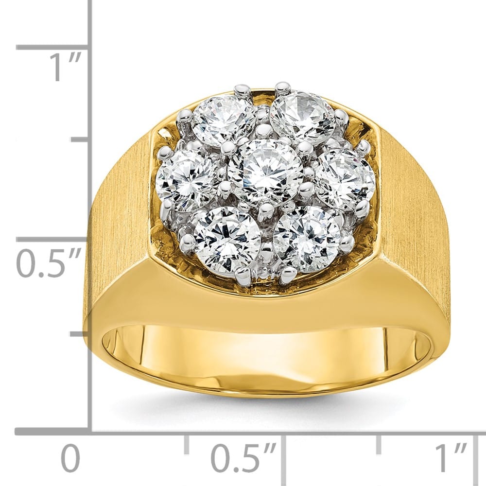 14k Two-Tone Gold 15.18 mm Round I1 Quality Diamond Cluster Men's Ring