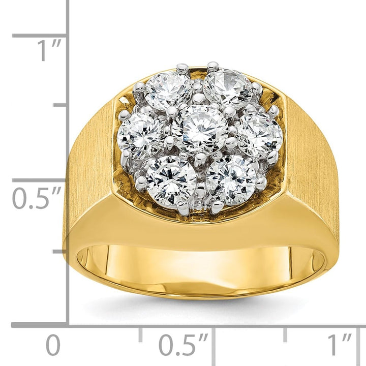 14k Two-Tone Gold 15.18 mm Round I1 Quality Diamond Cluster Men's Ring