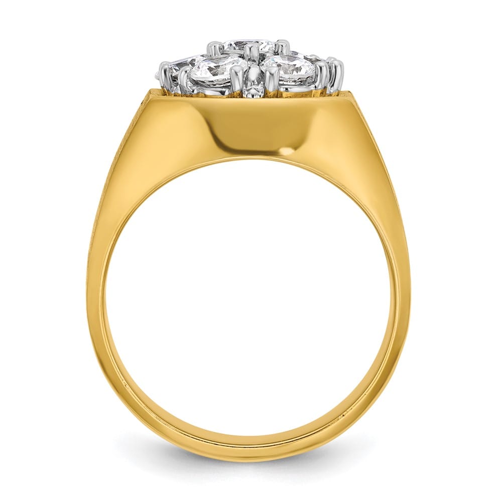 14k Two-Tone Gold 15.18 mm Round I1 Quality Diamond Cluster Men's Ring