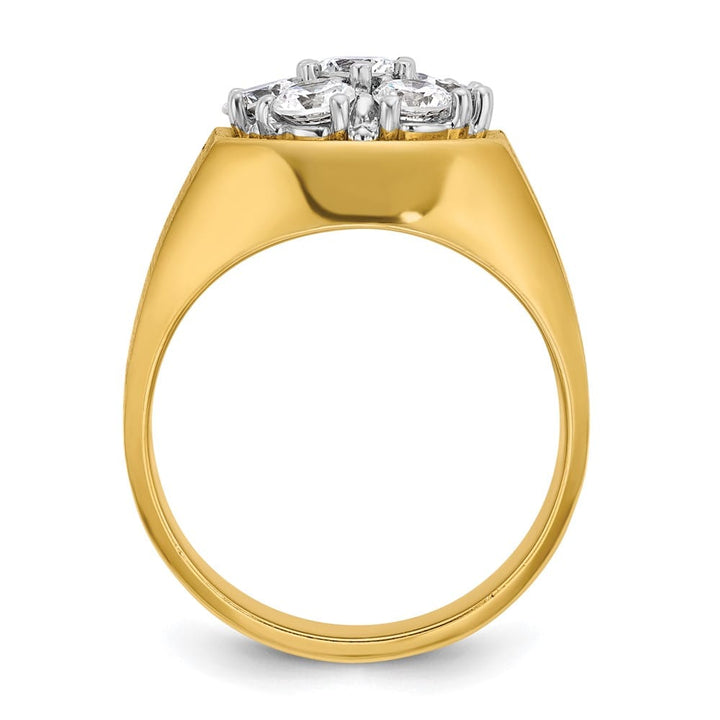 14k Two-Tone Gold 15.18 mm Round I1 Quality Diamond Cluster Men's Ring