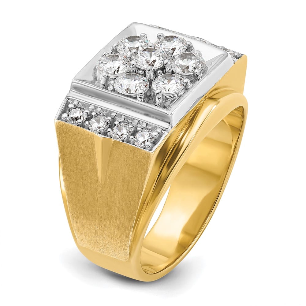 14k Two-Tone Gold 16.21 mm I1 Quality Diamond Cluster Men's Ring