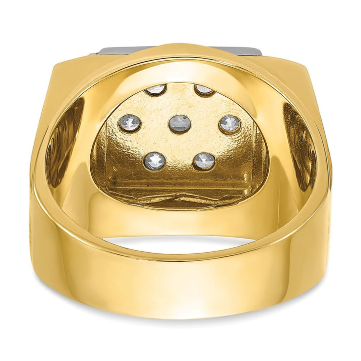 14k Two-Tone Gold 16.21 mm I1 Quality Diamond Cluster Men's Ring