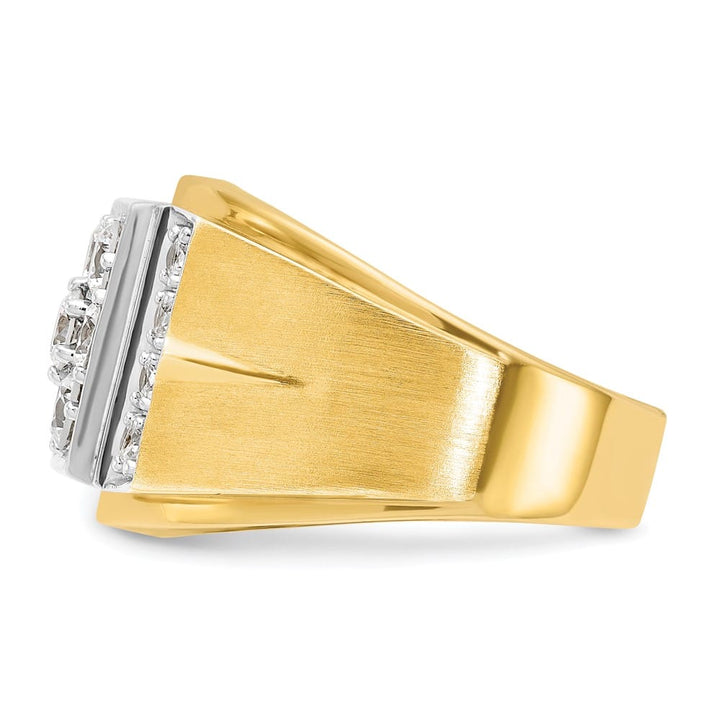 14k Two-Tone Gold 16.21 mm I1 Quality Diamond Cluster Men's Ring
