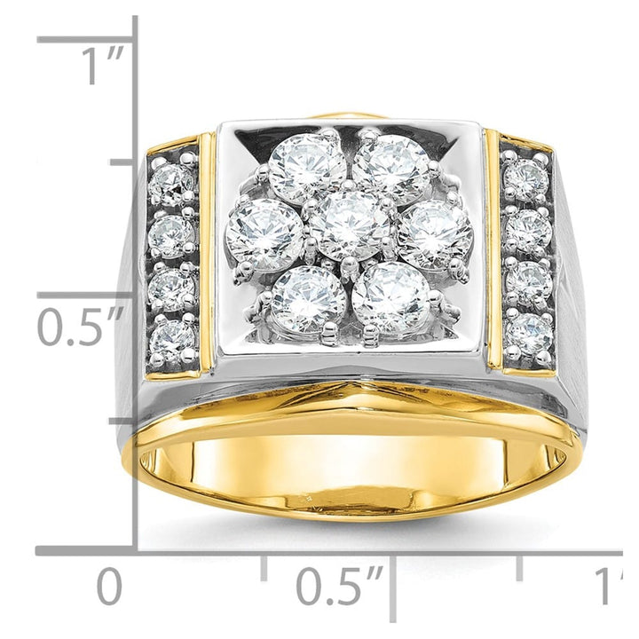 14k Two-Tone Gold 16.21 mm I1 Quality Diamond Cluster Men's Ring