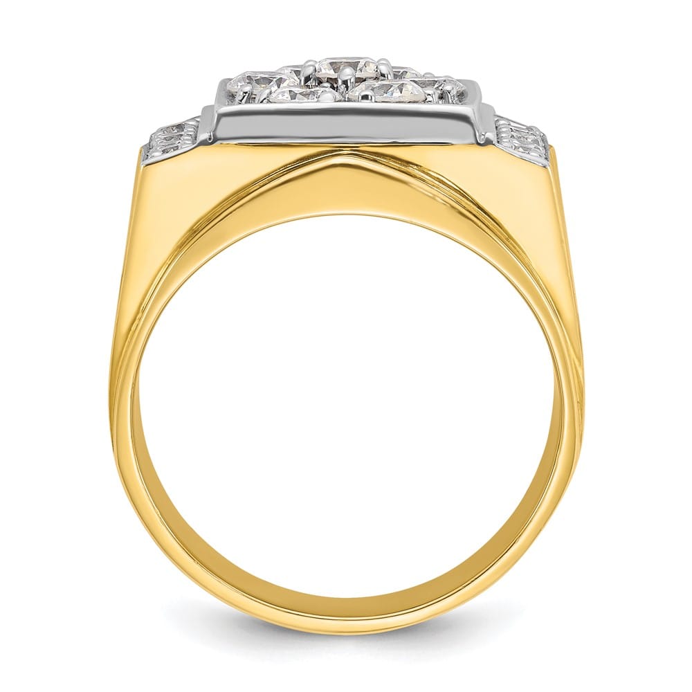 14k Two-Tone Gold 16.21 mm I1 Quality Diamond Cluster Men's Ring