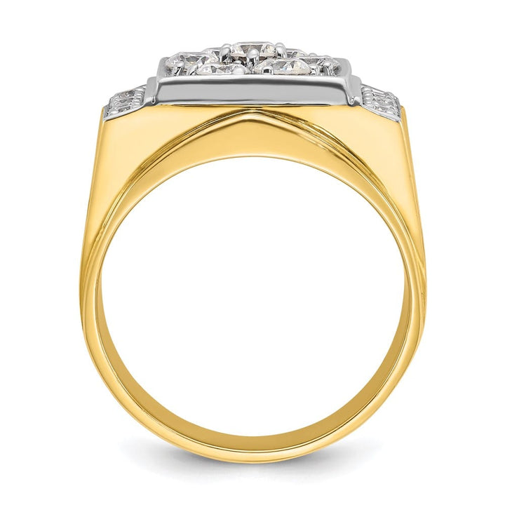 14k Two-Tone Gold 16.21 mm I1 Quality Diamond Cluster Men's Ring