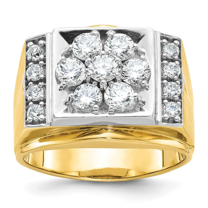 14k Two-Tone Gold 16.21 mm I1 Quality Diamond Cluster Men's Ring