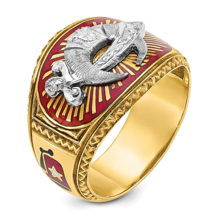 14k Two-Tone Gold 16.5 mm with Multi-Color Enamel Masonic Ring