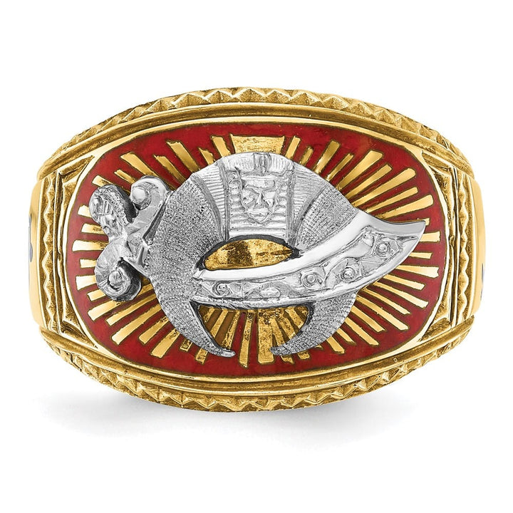 14k Two-Tone Gold 16.5 mm with Multi-Color Enamel Masonic Ring