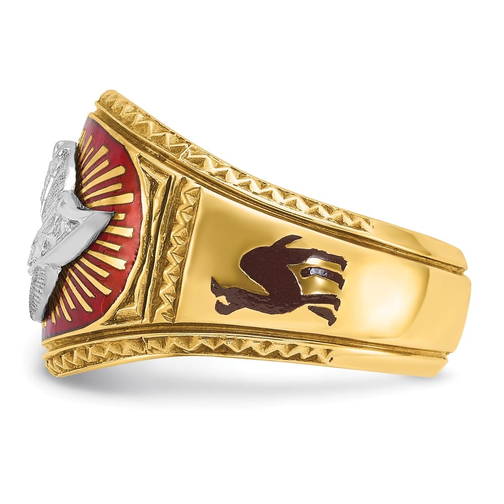 14k Two-Tone Gold 16.5 mm with Multi-Color Enamel Masonic Ring