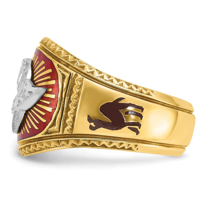 14k Two-Tone Gold 16.5 mm with Multi-Color Enamel Masonic Ring