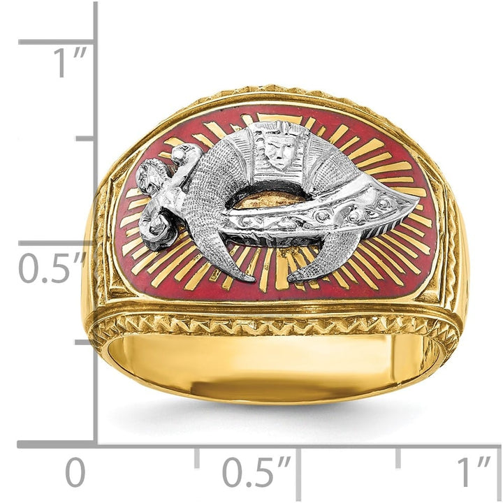 14k Two-Tone Gold 16.5 mm with Multi-Color Enamel Masonic Ring