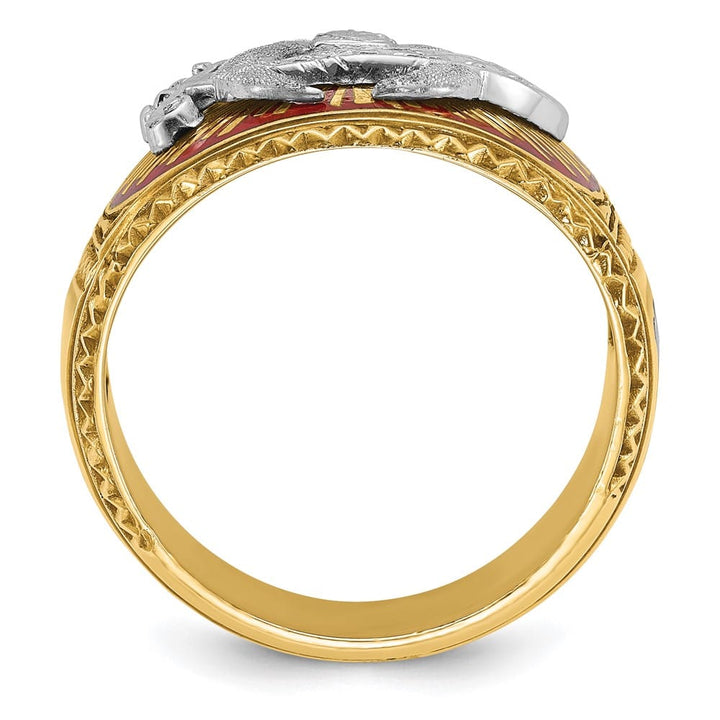 14k Two-Tone Gold 16.5 mm with Multi-Color Enamel Masonic Ring