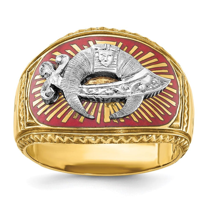 14k Two-Tone Gold 16.5 mm with Multi-Color Enamel Masonic Ring