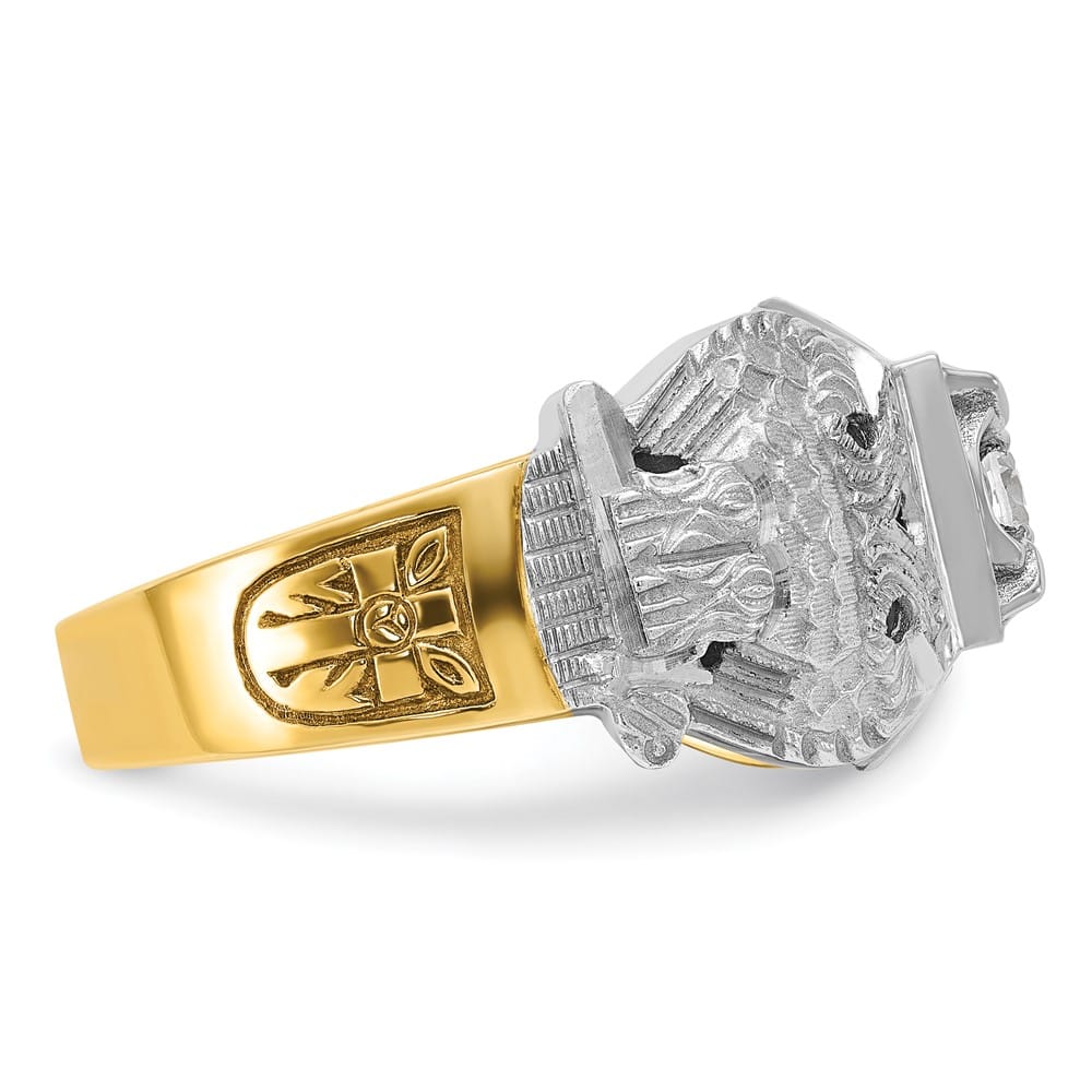 14k Two-Tone Gold 17.54 g Diamond Enamel and Masonic Ring