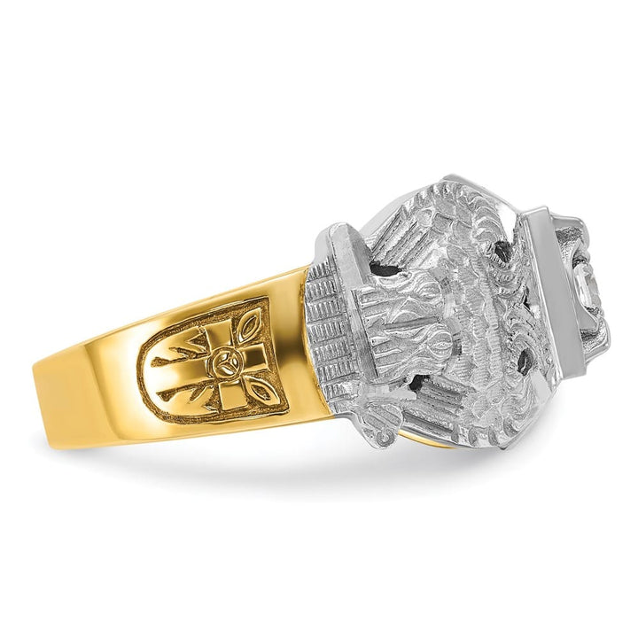 14k Two-Tone Gold 17.54 g Diamond Enamel and Masonic Ring