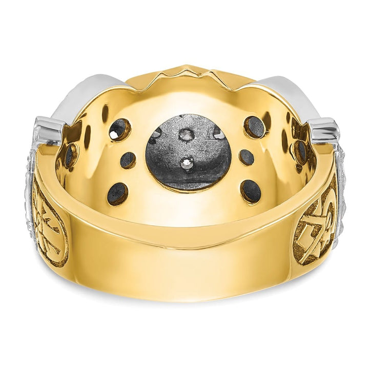 14k Two-Tone Gold 17.54 g Diamond Enamel and Masonic Ring