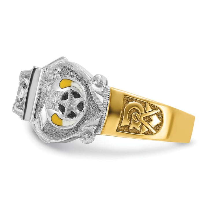 14k Two-Tone Gold 17.54 g Diamond Enamel and Masonic Ring