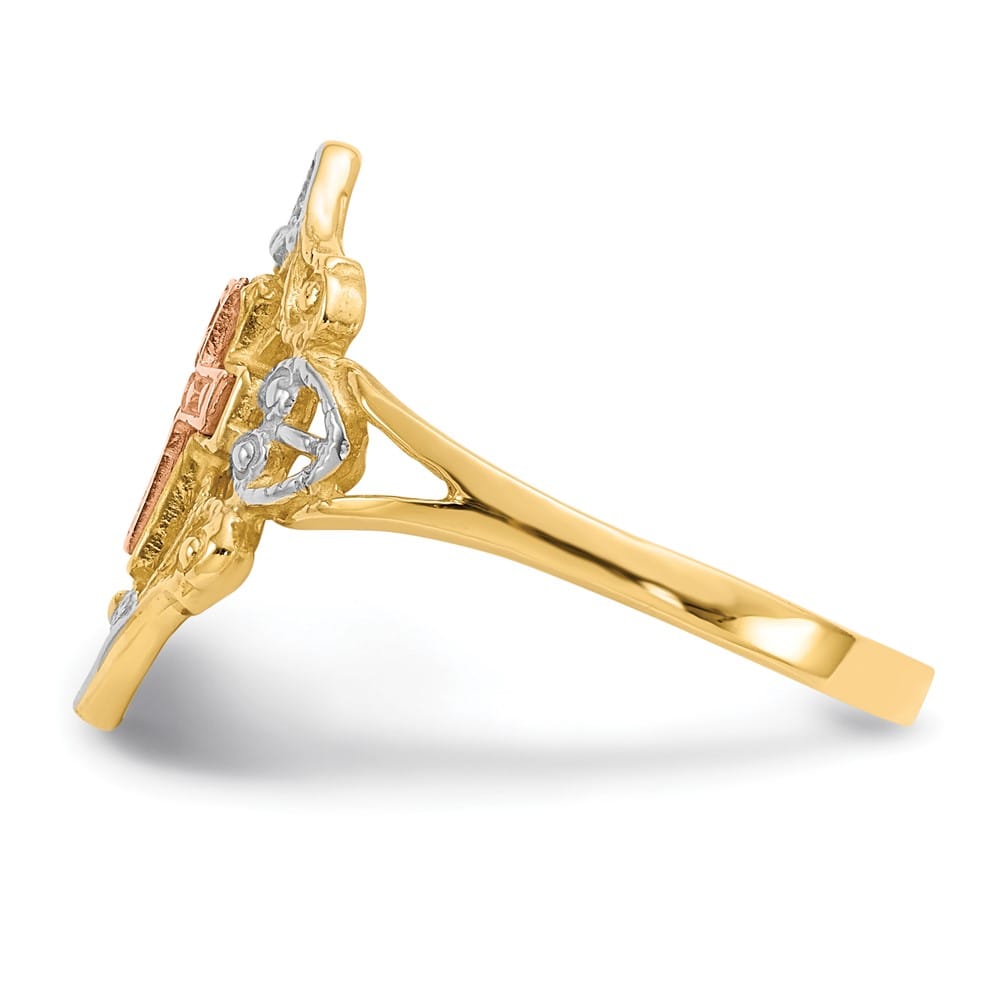 14k Two-Tone Gold 2 mm Cross Ring