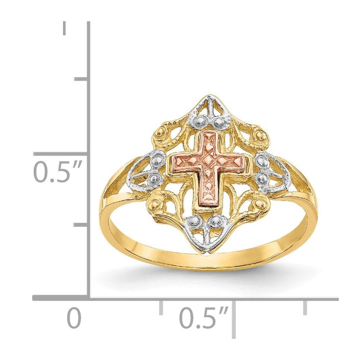 14k Two-Tone Gold 2 mm Cross Ring
