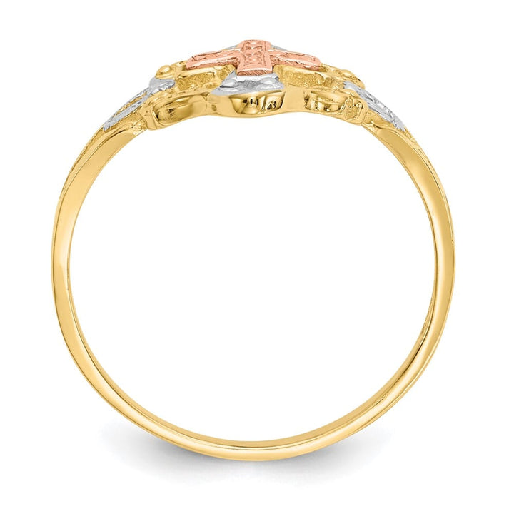 14k Two-Tone Gold 2 mm Cross Ring
