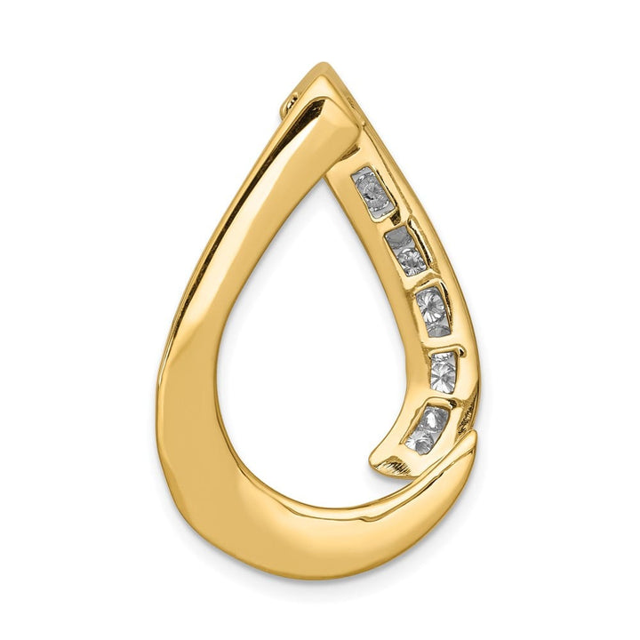 14K Two-Tone Gold 3/8 Carat I1 Diamond Teardrop Slide