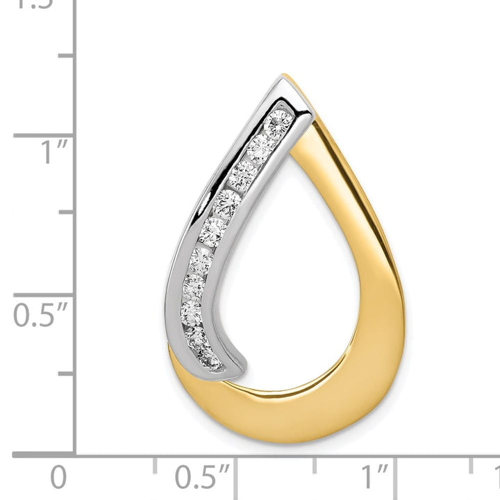 14K Two-Tone Gold 3/8 Carat I1 Diamond Teardrop Slide