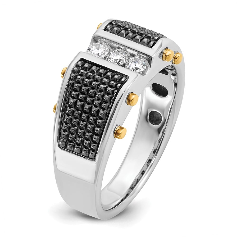14k Two-Tone Gold 3-Stone I1 Quality Diamond Men's Ring