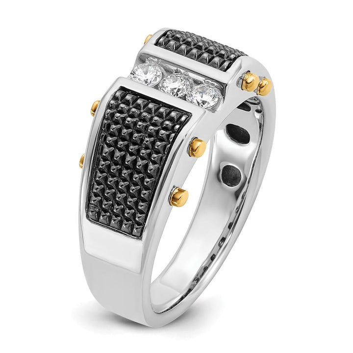 14k Two-Tone Gold 3-Stone I1 Quality Diamond Men's Ring
