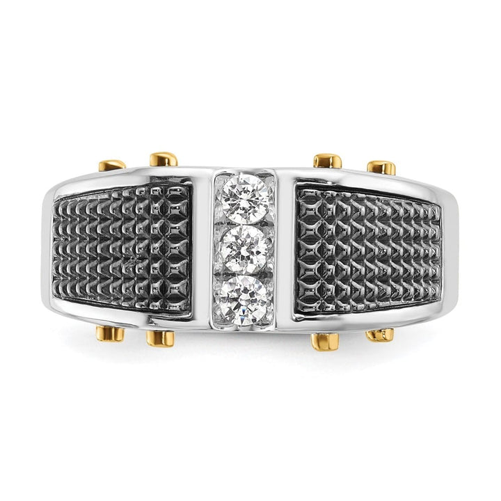 14k Two-Tone Gold 3-Stone I1 Quality Diamond Men's Ring