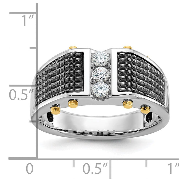 14k Two-Tone Gold 3-Stone I1 Quality Diamond Men's Ring