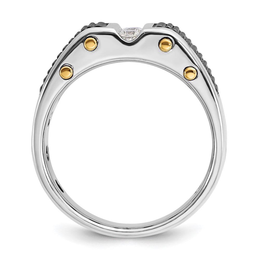 14k Two-Tone Gold 3-Stone I1 Quality Diamond Men's Ring