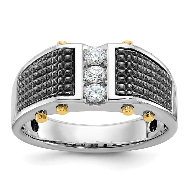 14k Two-Tone Gold 3-Stone I1 Quality Diamond Men's Ring