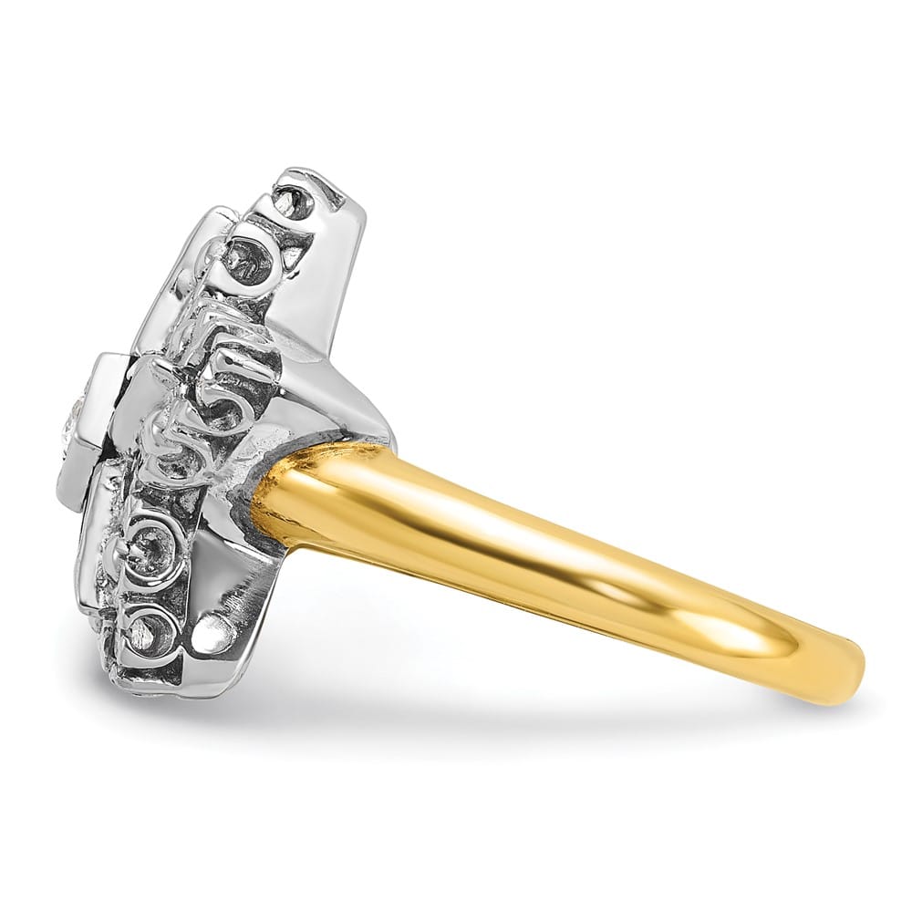 14k Two-Tone Gold 5.32 g with Multi-Color CZ and Eastern Star Ring