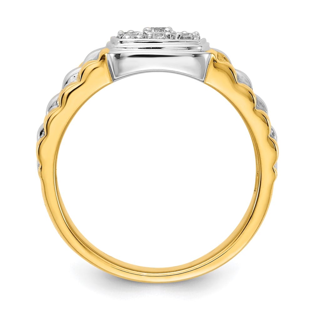 14k Two-Tone Gold 5 mm IB Goodman Diamond Square Cluster Men's Ring
