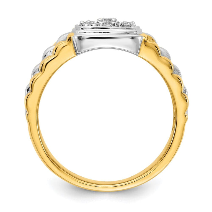 14k Two-Tone Gold 5 mm IB Goodman Diamond Square Cluster Men's Ring