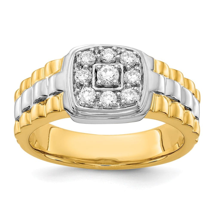 14k Two-Tone Gold 5 mm IB Goodman Diamond Square Cluster Men's Ring