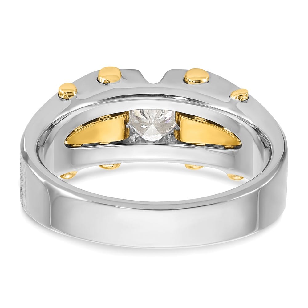 14k Two-Tone Gold 7.9 mm Polished and Satin Diamond Men's Ring