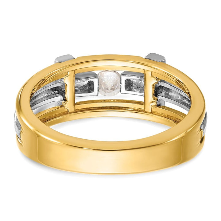 14k Two-Tone Gold 8.24 mm Cut-Out I1 Quality Diamond Cross Men's Ring