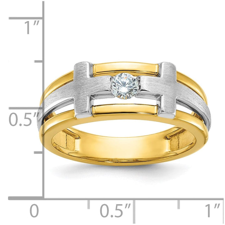 14k Two-Tone Gold 8.24 mm Cut-Out I1 Quality Diamond Cross Men's Ring