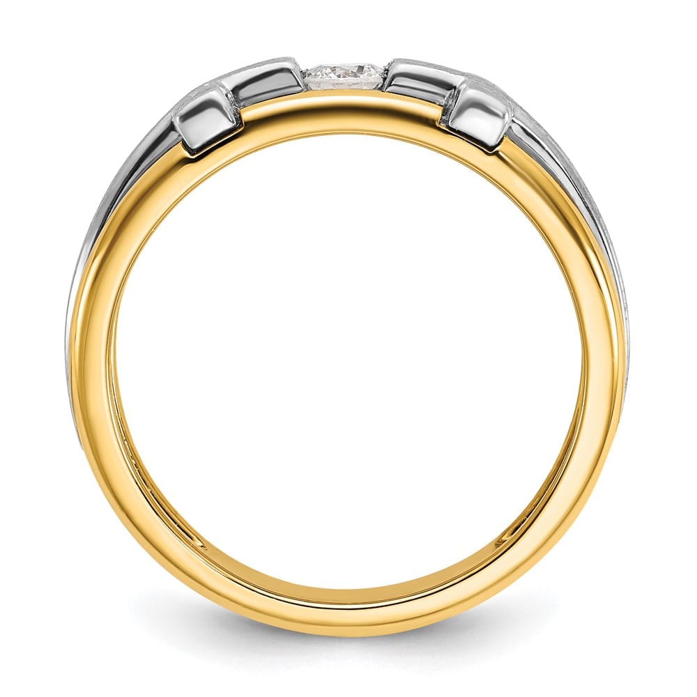 14k Two-Tone Gold 8.24 mm Cut-Out I1 Quality Diamond Cross Men's Ring