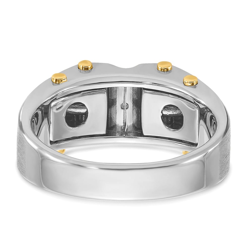 14k Two-Tone Gold 9.31 mm Polished and Satin Diamond Men's Ring