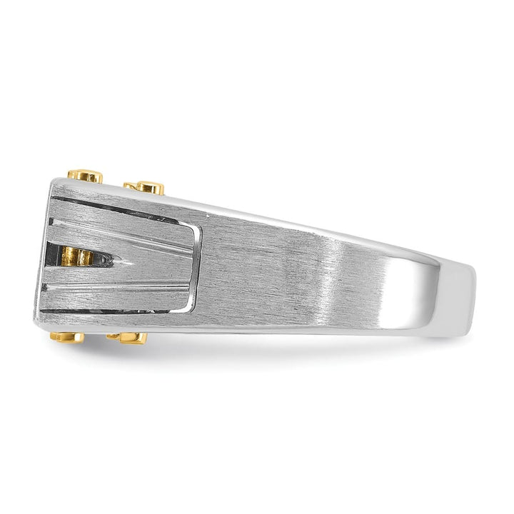 14k Two-Tone Gold 9.31 mm Polished and Satin Diamond Men's Ring