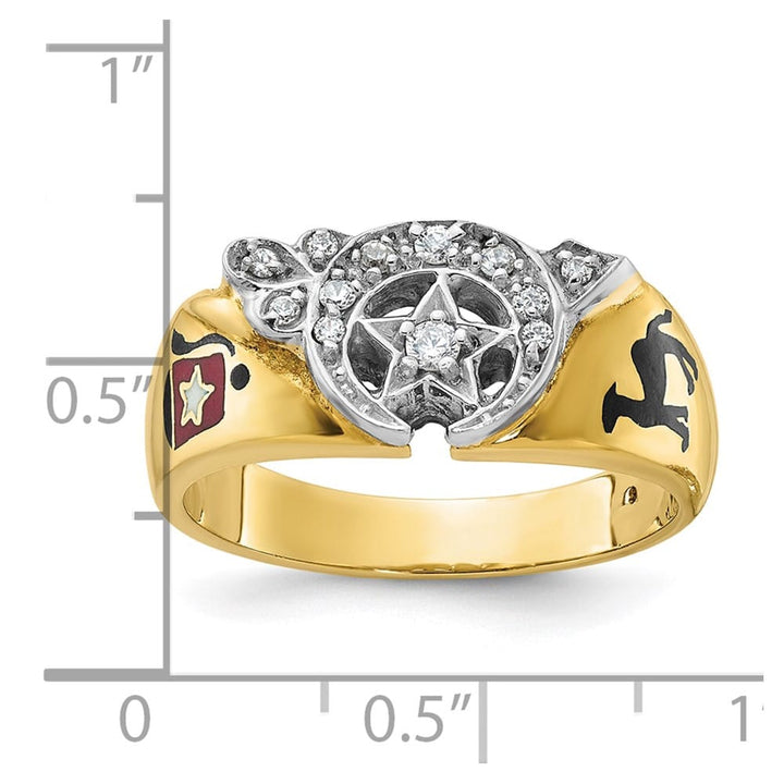 14k Two-Tone Gold 9.6 mm with Multi-Color Enamel and Masonic Ring